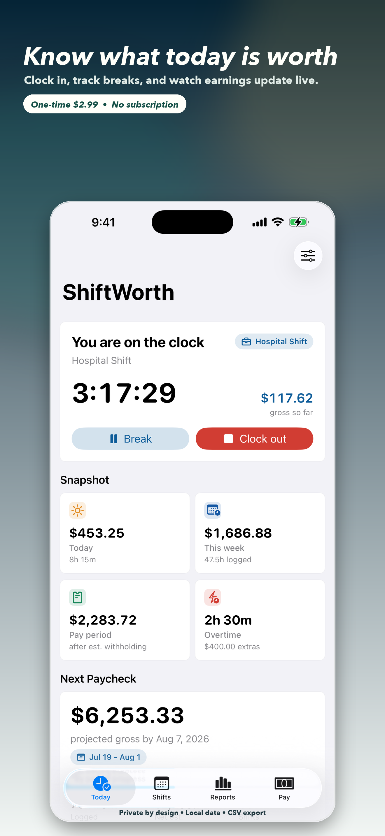 ShiftWorth app dashboard preview